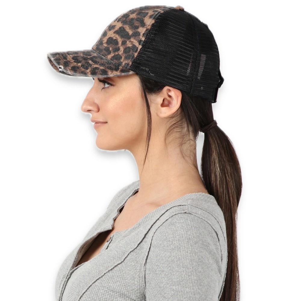 David And Young Leopard Print Mesh Baseball Cap - Picture 3 of 8